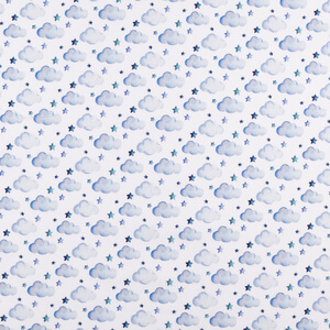 IC005  Clouds  WHITE / BLUE  Softened - 100% Cotton - Light (3.6 oz/yd<sup>2</sup>)