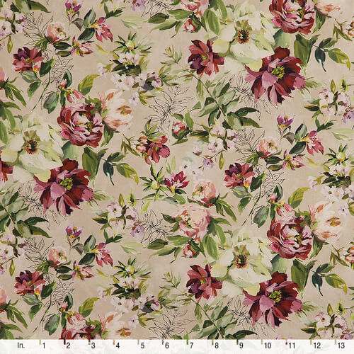 IC023 Faille 100% Cotton Fabric Parchment / Mlt Simona Softened