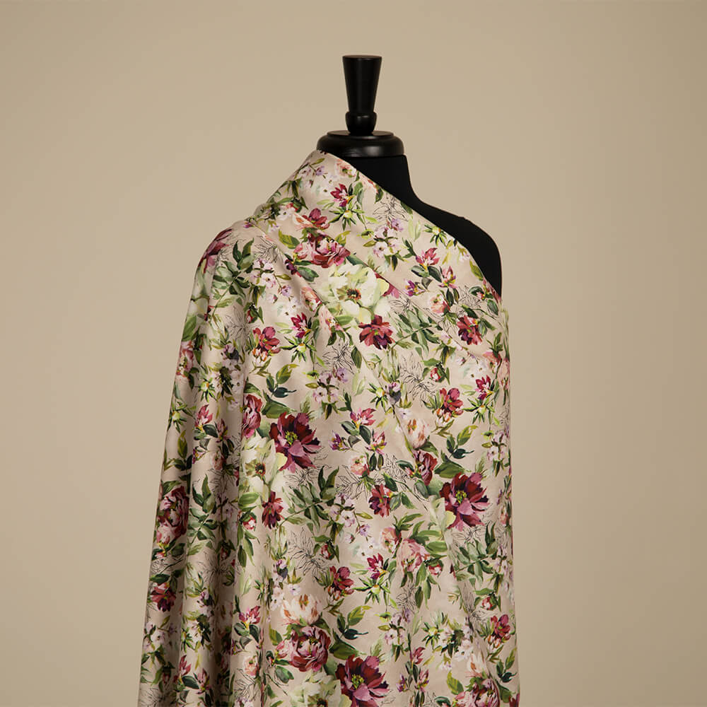 IC023 Faille 100% Cotton Fabric Parchment / Mlt Simona Softened