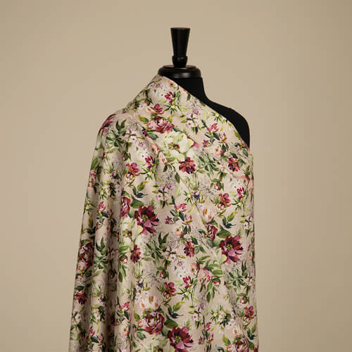 IC023 Faille 100% Cotton Fabric Parchment / Mlt Simona Softened