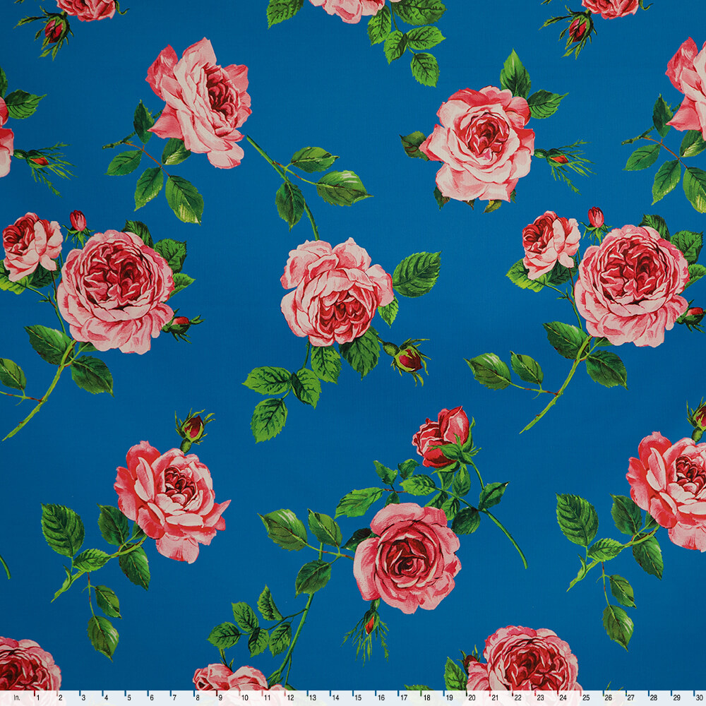 IC023 Faille 100% Cotton Fabric Palace Blue / Mlt Donna Rosa Softened