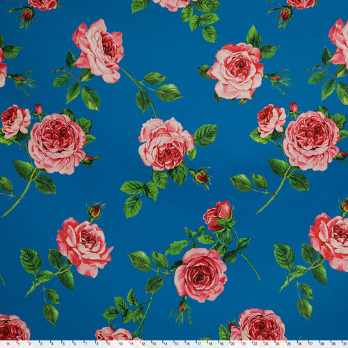 IC023 Faille 100% Cotton Fabric Palace Blue / Mlt Donna Rosa Softened