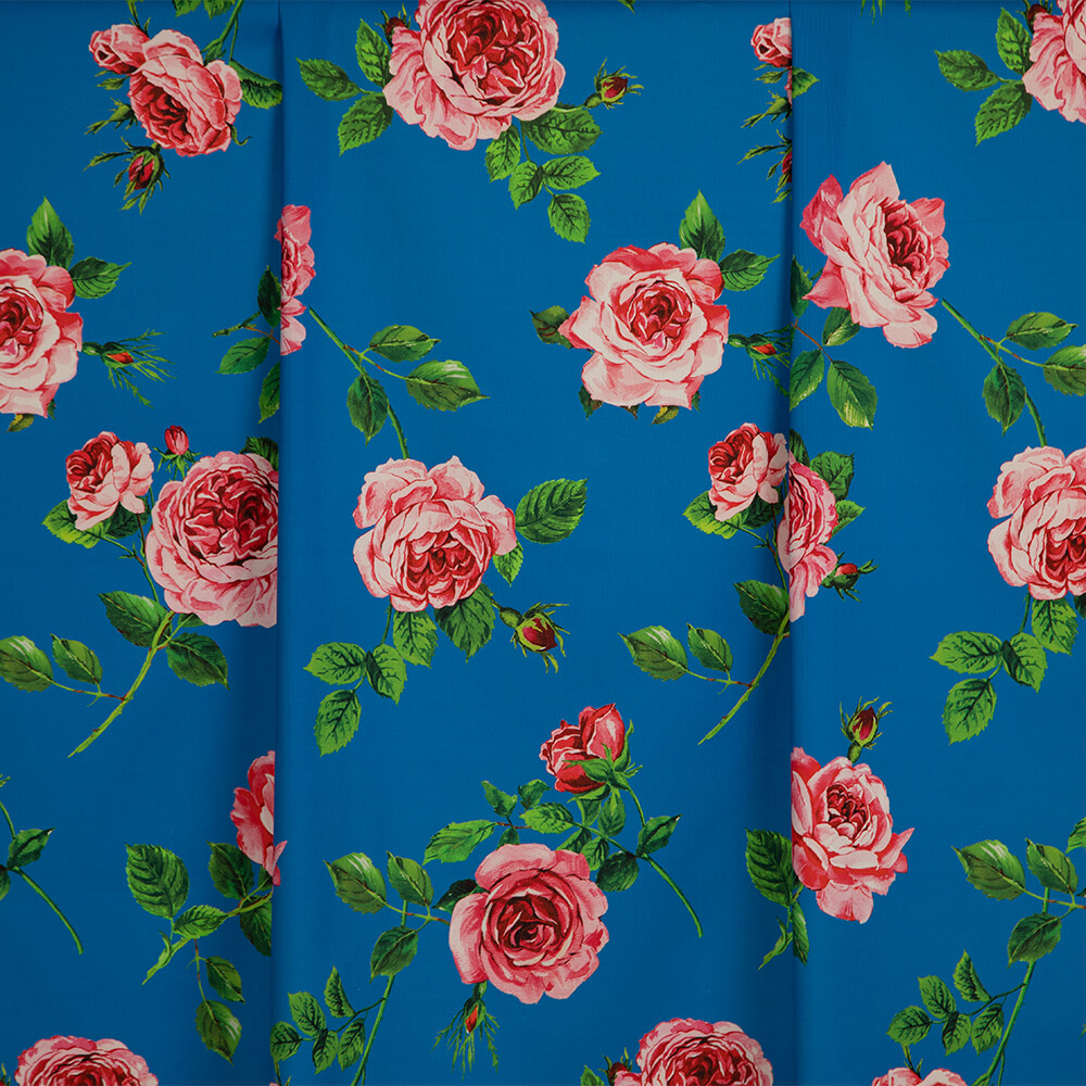 IC023 Faille 100% Cotton Fabric Palace Blue / Mlt Donna Rosa Softened