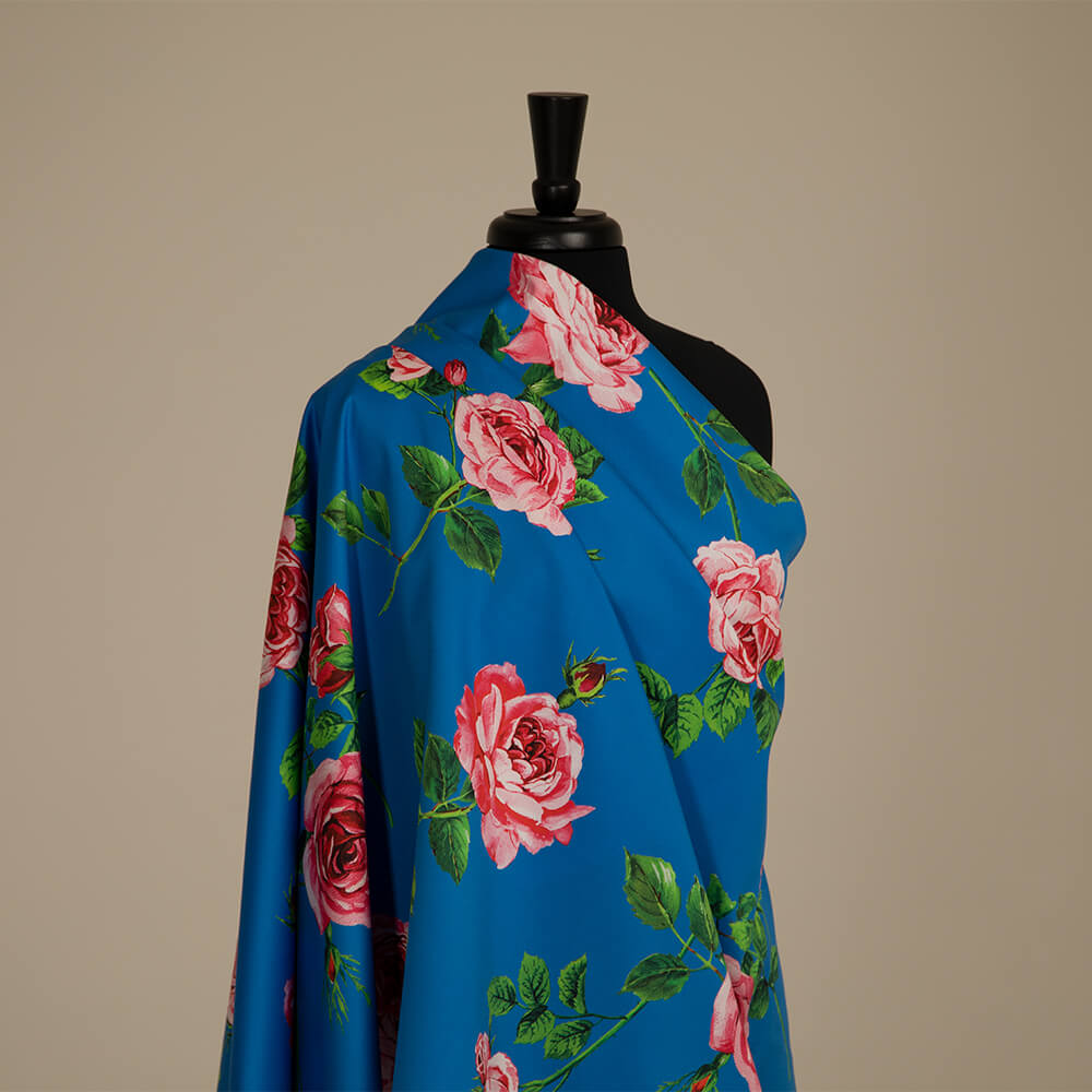 IC023 Faille 100% Cotton Fabric Palace Blue / Mlt Donna Rosa Softened