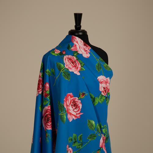 IC023 Faille 100% Cotton Fabric Palace Blue / Mlt Donna Rosa Softened