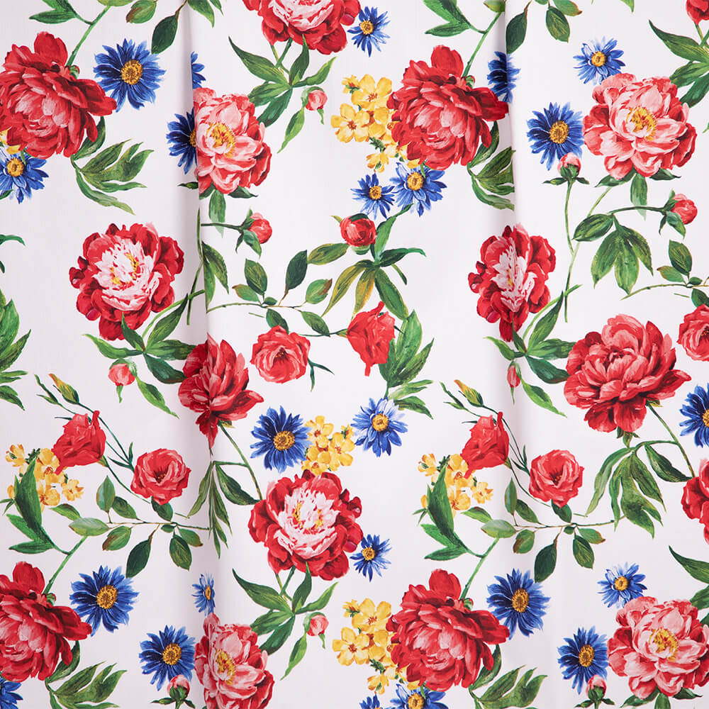 IC023 Faille 100% Cotton Fabric White / Mlt Stephanie Softened