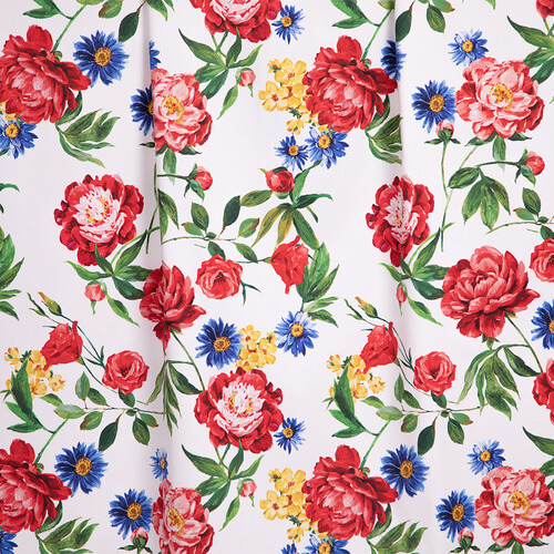 IC023 Faille 100% Cotton Fabric White / Mlt Stephanie Softened