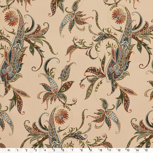 IC023 Faille 100% Cotton Fabric Vanila Cream / Mlt Paisley Serge Softened