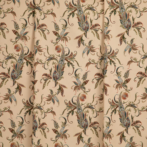 IC023 Faille 100% Cotton Fabric Vanila Cream / Mlt Paisley Serge Softened
