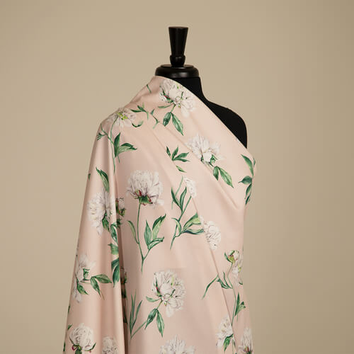 IC023 Faille 100% Cotton Fabric Cristal Pink / Mlt Victoria Softened