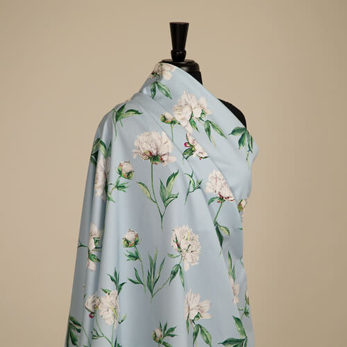 IC023 Faille 100% Cotton Fabric Baby Blue / Mlt Victoria Softened