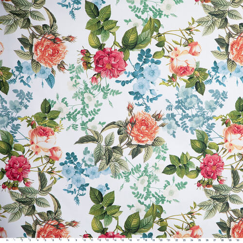 IC023 Faille 100% Cotton Fabric White / Mlt Elisabeth Softened