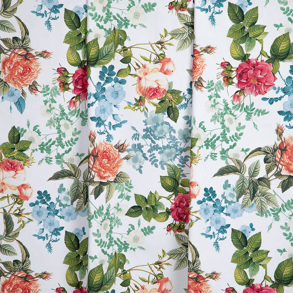 IC023 Faille 100% Cotton Fabric White / Mlt Elisabeth Softened