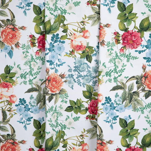 IC023 Faille 100% Cotton Fabric White / Mlt Elisabeth Softened