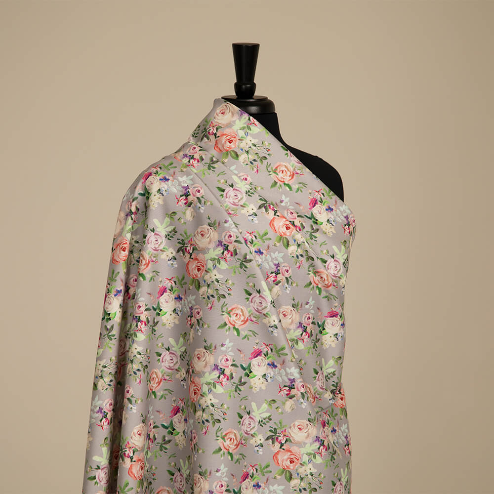 IC023 Faille 100% Cotton Fabric Ashes Grey / Mlt Margaret Softened