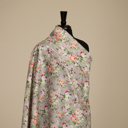 IC023 Faille 100% Cotton Fabric Ashes Grey / Mlt Margaret Softened