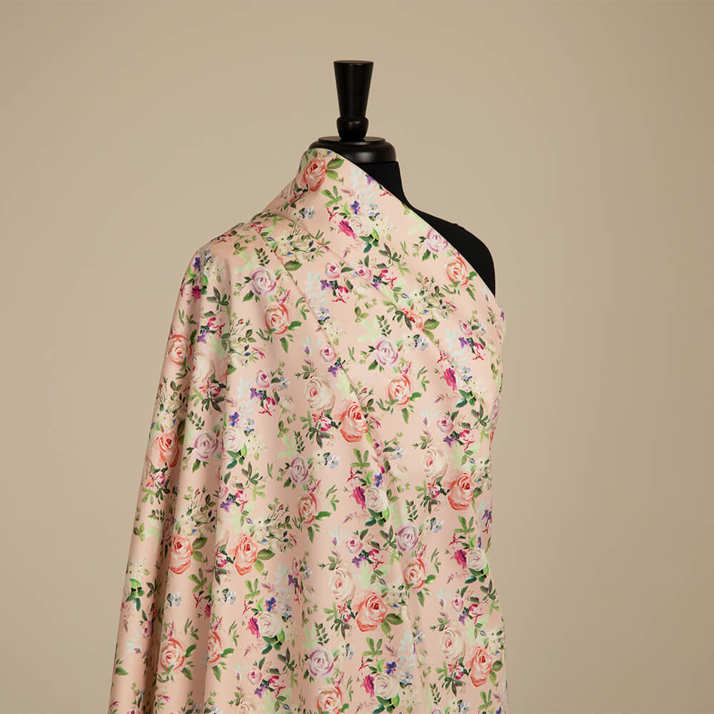 IC023 Faille 100% Cotton Fabric Soft Pink / Mlt Margaret Softened