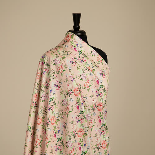 IC023 Faille 100% Cotton Fabric Soft Pink / Mlt Margaret Softened