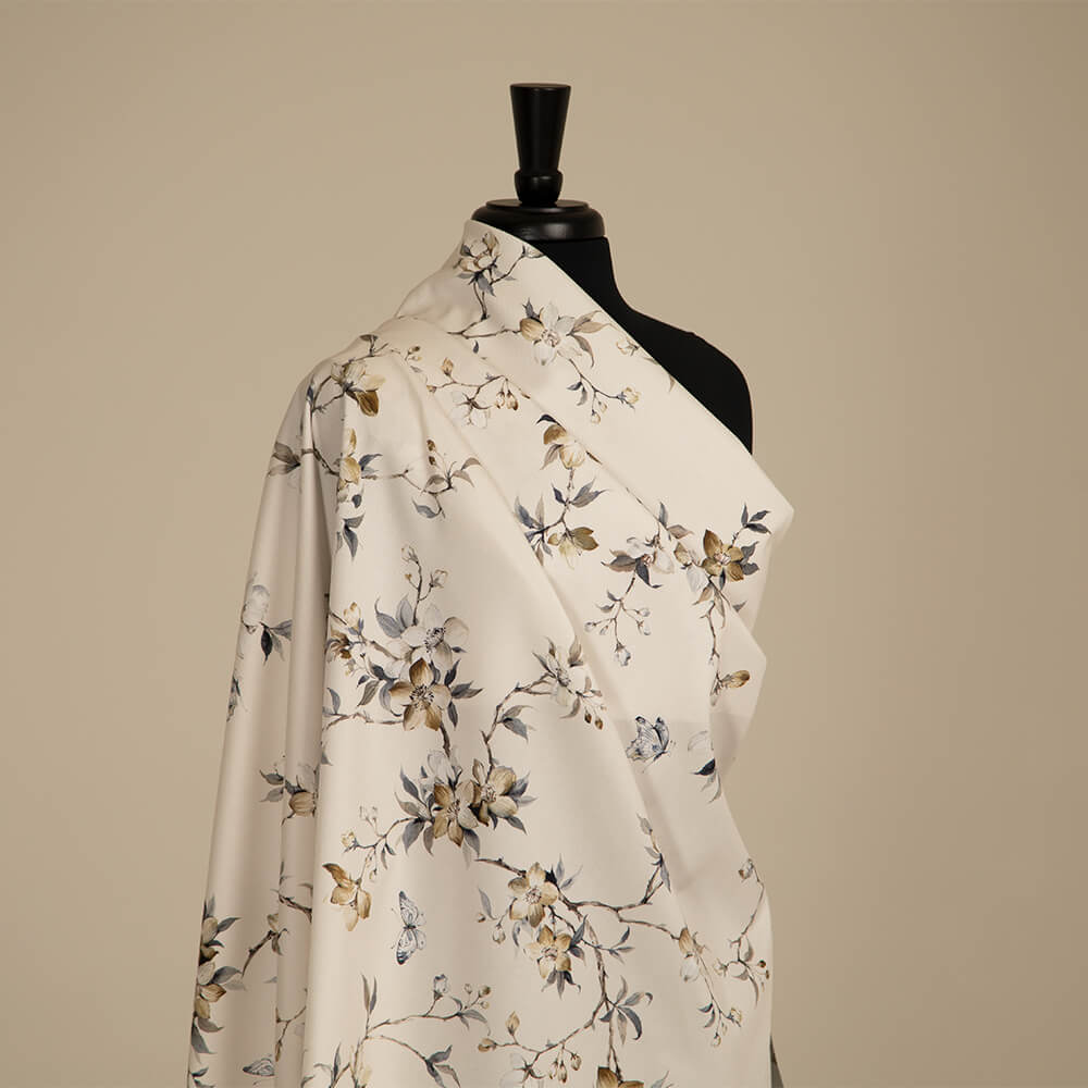 IC023 Faille 100% Cotton Fabric Cream / Mlt Melinda Softened