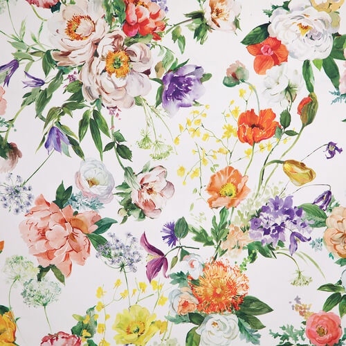 IC023 Faille White / Mlt  Artemina 100% Cotton Wholesale Fabric by the Bolt