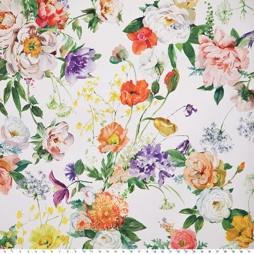 IC023 Faille 100% Cotton Fabric White / Mlt  Artemina Softened