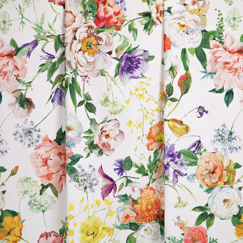 IC023 Faille 100% Cotton Fabric White / Mlt  Artemina Softened