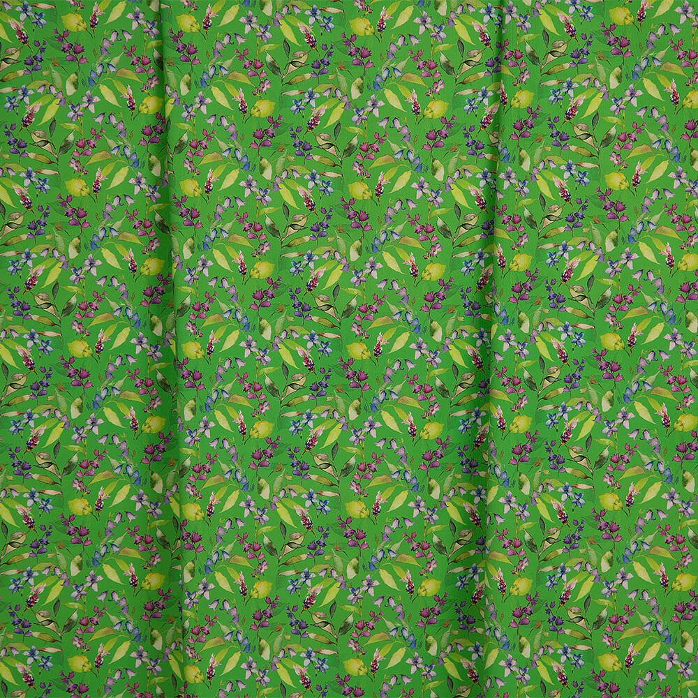 IC023 Faille 100% Cotton Fabric Vibrant Green / Mlt Blue Bell Softened