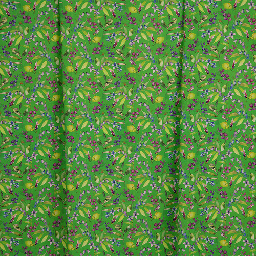 IC023 Faille 100% Cotton Fabric Vibrant Green / Mlt Blue Bell Softened