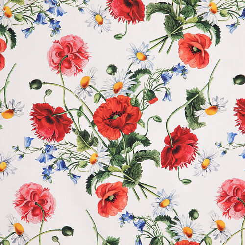 IC023 Faille White / Mlt Sophie 100% Cotton Wholesale Fabric by the Bolt