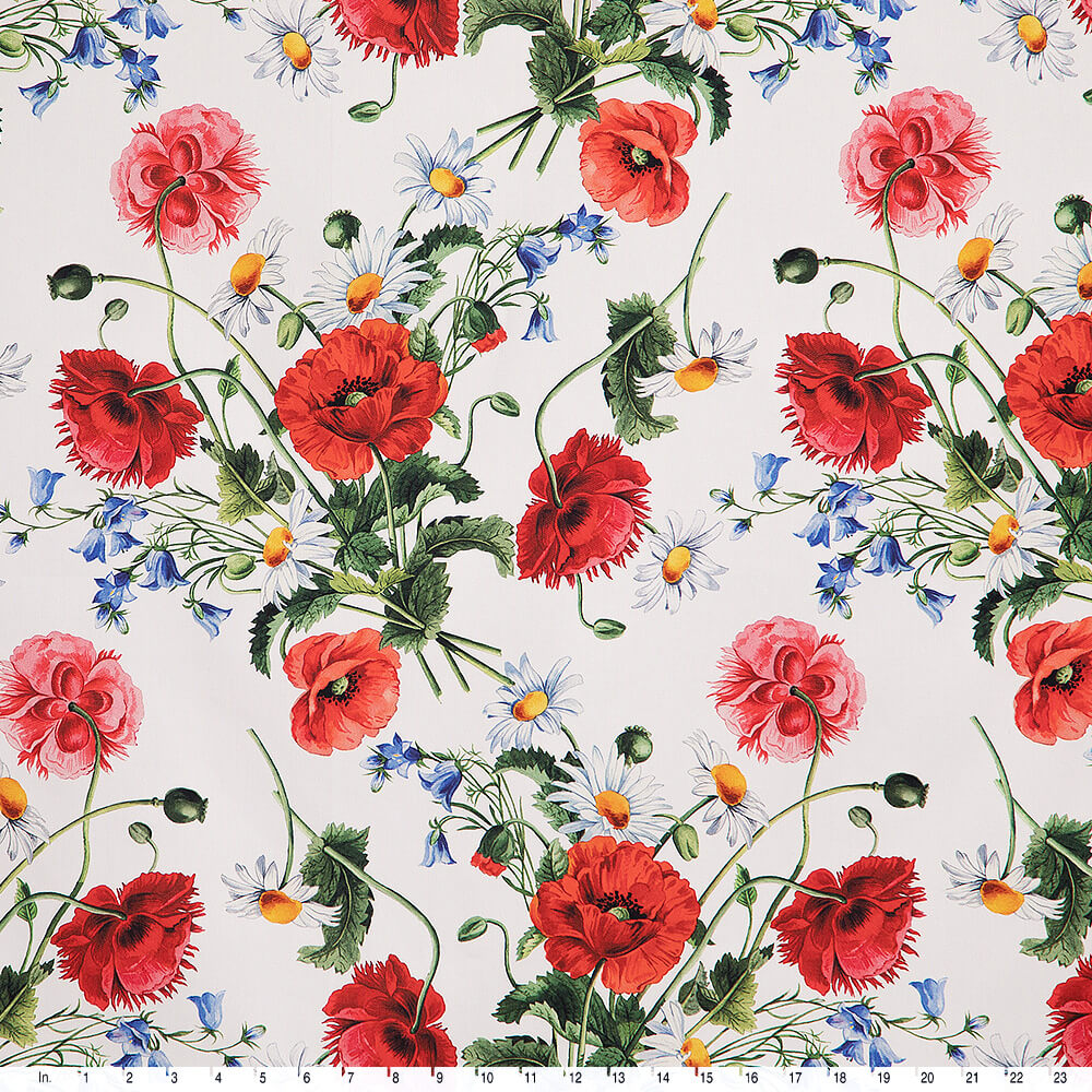 IC023 Faille 100% Cotton Fabric White / Mlt Sophie Softened