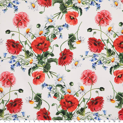 IC023 Faille 100% Cotton Fabric White / Mlt Sophie Softened