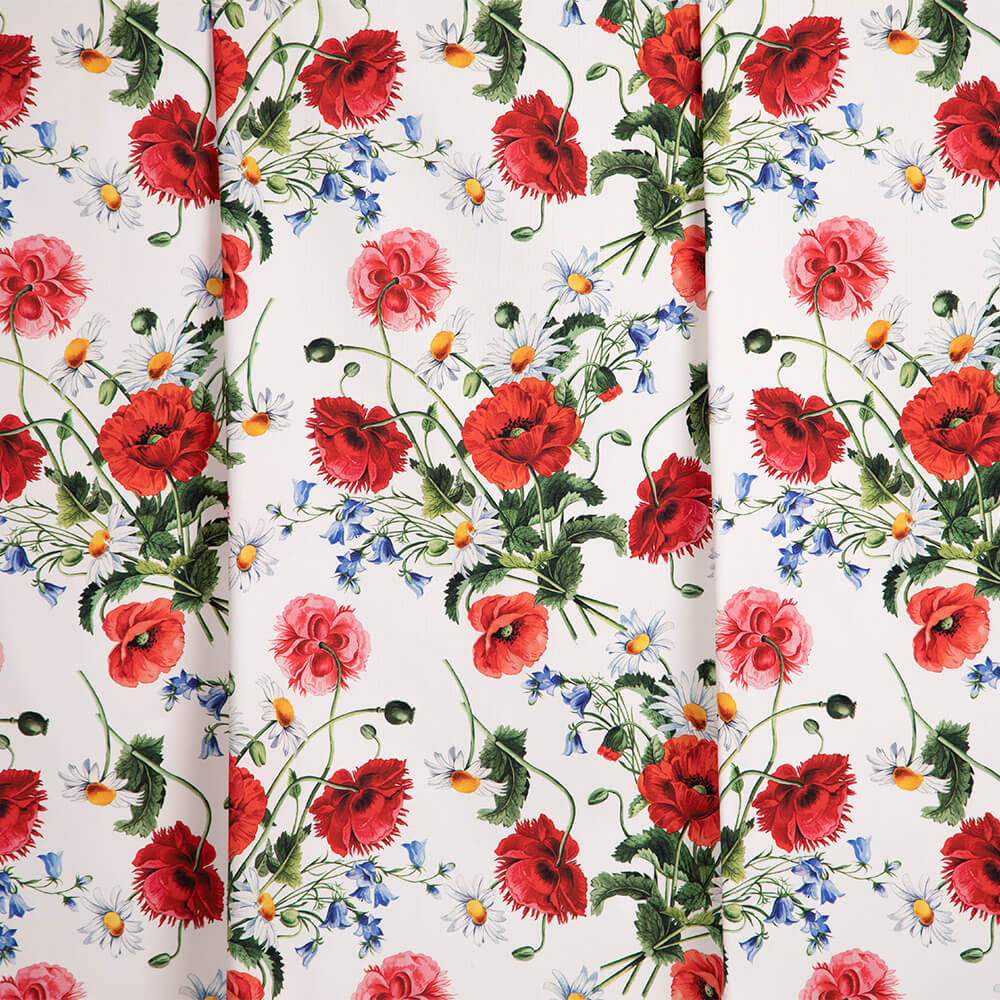 IC023 Faille 100% Cotton Fabric White / Mlt Sophie Softened