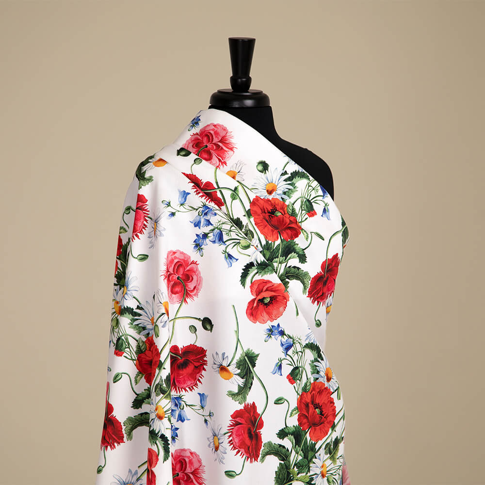 IC023 Faille 100% Cotton Fabric White / Mlt Sophie Softened