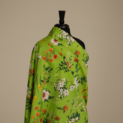 IC023 Faille 100% Cotton Fabric Green Apple / Mlt Francesca Softened