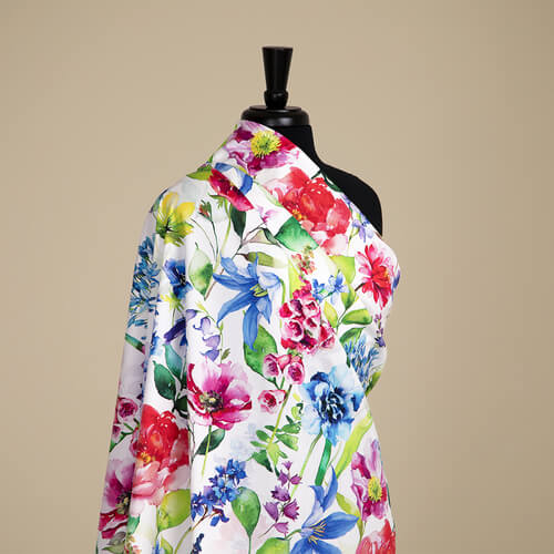 IC023 Faille 100% Cotton Fabric White / Mlt Catherine Softened