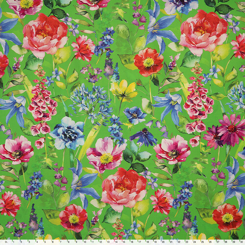 IC023 Faille 100% Cotton Fabric Vibrant Green / Mlt Catherine Softened