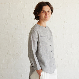 Anca — High Low Hem Linen Shirt, Type - PDF