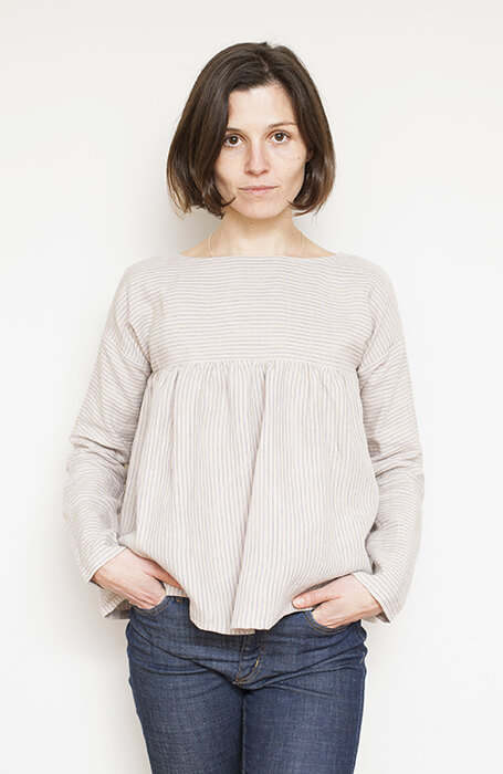 Striped Linen Gathered Blouse Pattern